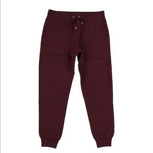 Maroon Ralph Lauren sweatpants.